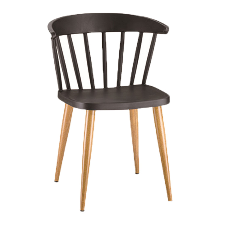 contemporary plastic armchair with metal legs spray black