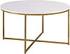 white marble grain top round coffee table with gold leg
