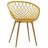 yellow plastic armchair with metal legs