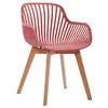 modern high back plastic armrest dining chairs with wood legs