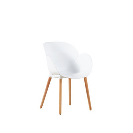 contemporary scandinavian plastic dining chair with solid wood legs white