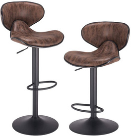 Height Adjustable Vintage Fabric Swivel Bar Stool with Round Base CL-2112-2