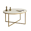 white marble grain top round coffee table with gold leg
