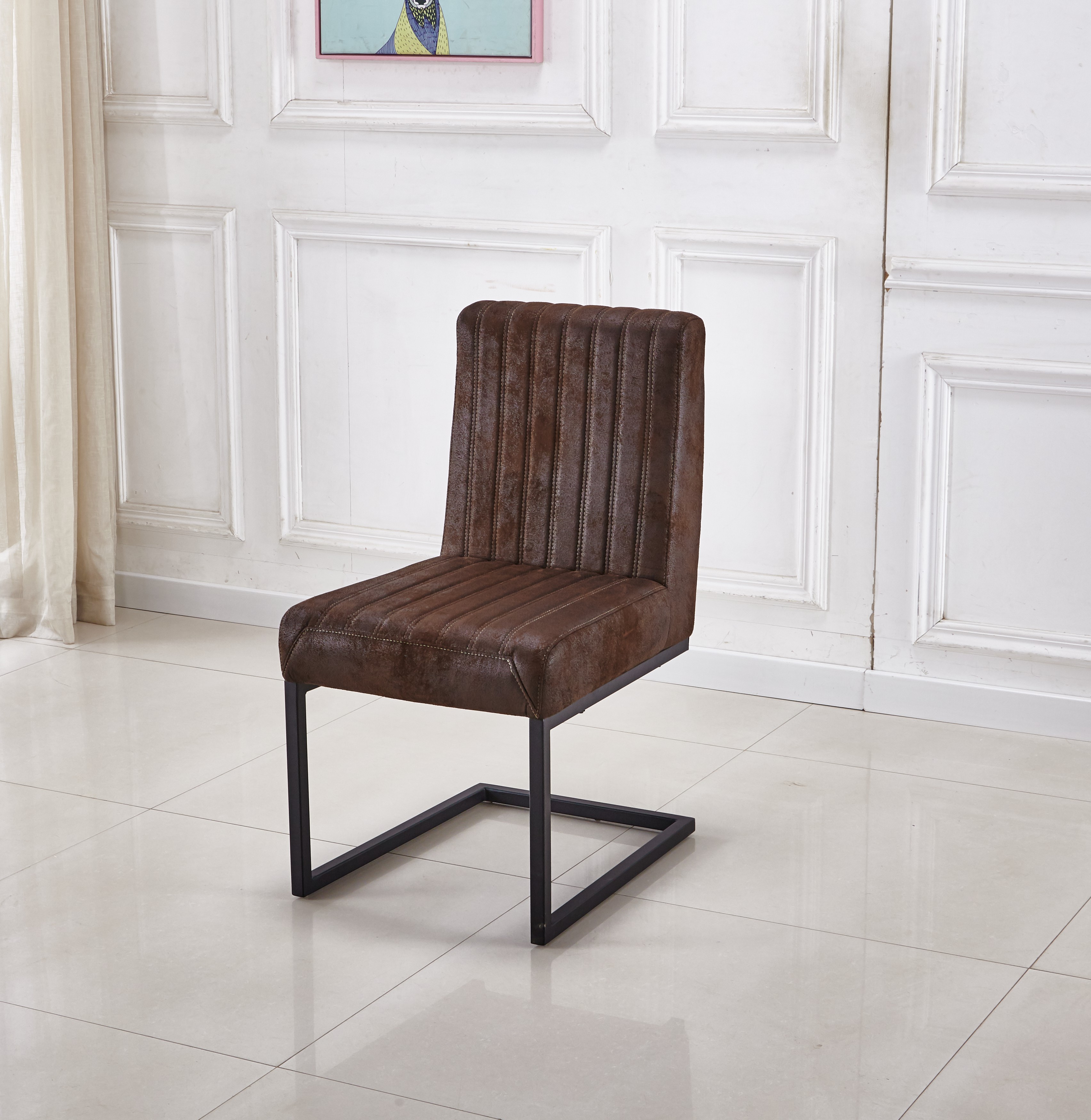 Metal frame good quality fabric upholstered dining chair