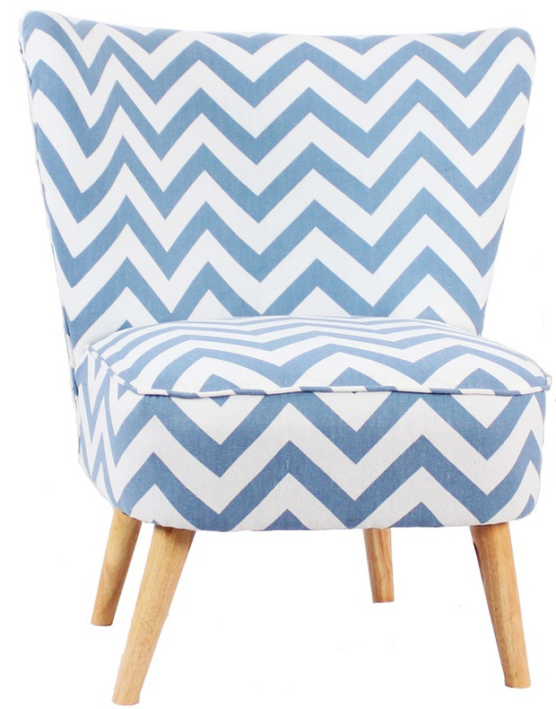 Blue Pattern Recliner with Stool