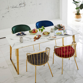 RIS Dining TableB + Gold Chair