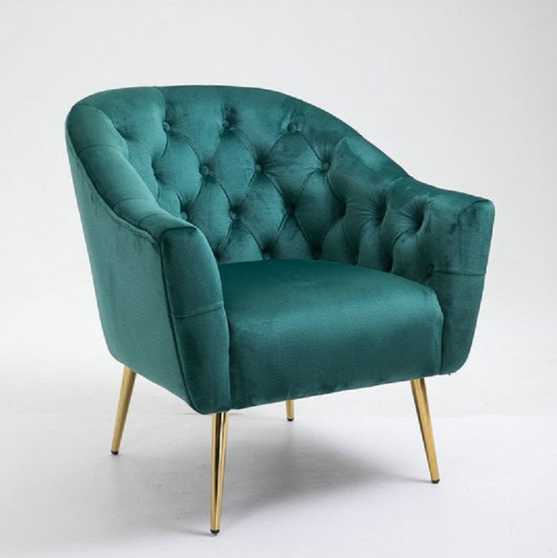 Hot Velvet Armchair with buttons on the front back