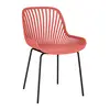 contemporary high back plastic dining chair with metal legs