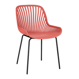 contemporary high back plastic dining chair with metal legs