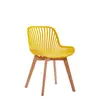contemporary high back plastic dining chair with wooden legs