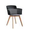 New design nordic style plastic dining chair with solid wood legs