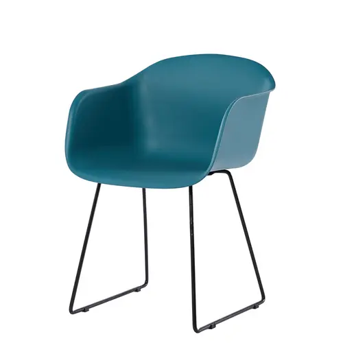 latest design plastic dining armchair with metal base