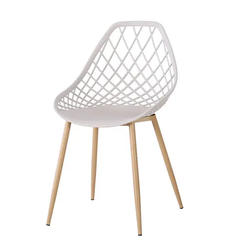 scandinavian hollow out polypropylene dining chair with metal legs