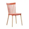 nordic style armless white pp plastic winsor dining chair with solid wood legs