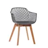 new design nordic style plastic armrest dining chair with wood legs pantone