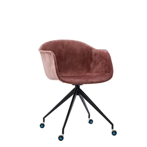 contemporary comfy fabric covered swivel chair with wheels
