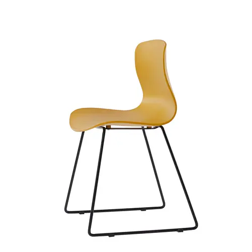 modern simple design plastic dining cafe chair with metal base