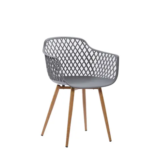 new design nordic style plastic armrest dining chair with metal legs