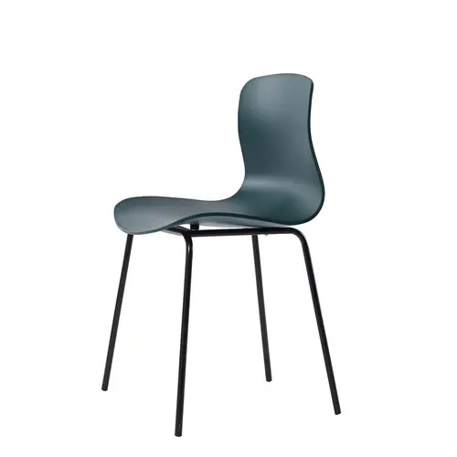 modern simple design plastic dining cafe chair with metal legs
