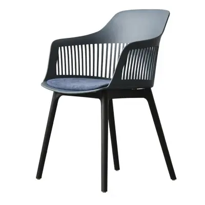 New design nordic style plastic dining chair with armrest and cushion