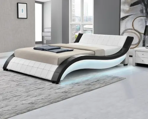 Modern Design Popular PU bed with LED on Side Board