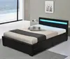 Black PU storage bed with LED on headboard
