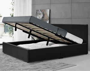 Modern Bedroom Furniture Leather Upholstered Storage Bed with Gas Lift