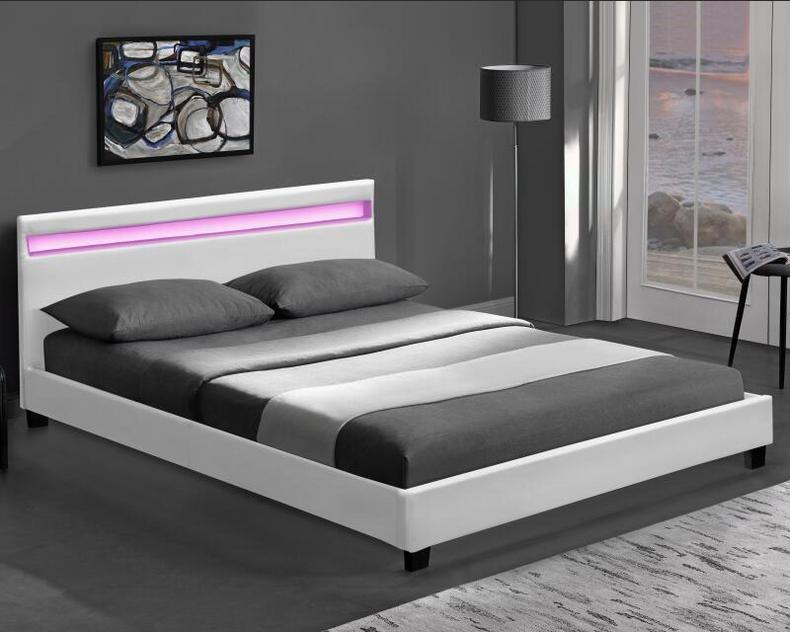 Simple design PU bed with Led on Headboard