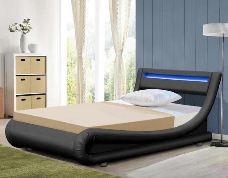 Modern curve design Single PU bed with led on Headboard