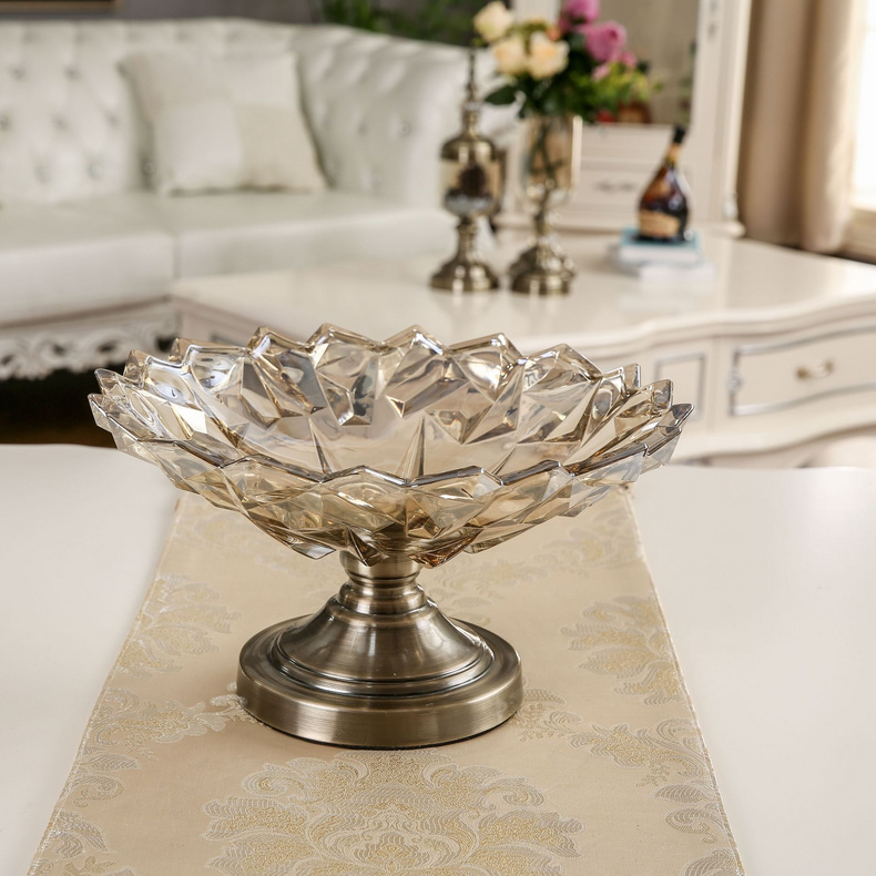 Convenient domestic casual crystal glass dish for fruit