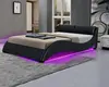 Curve shape upholstered PU bed with led on both side board