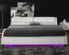Curve shape upholstered PU bed with led on both side board