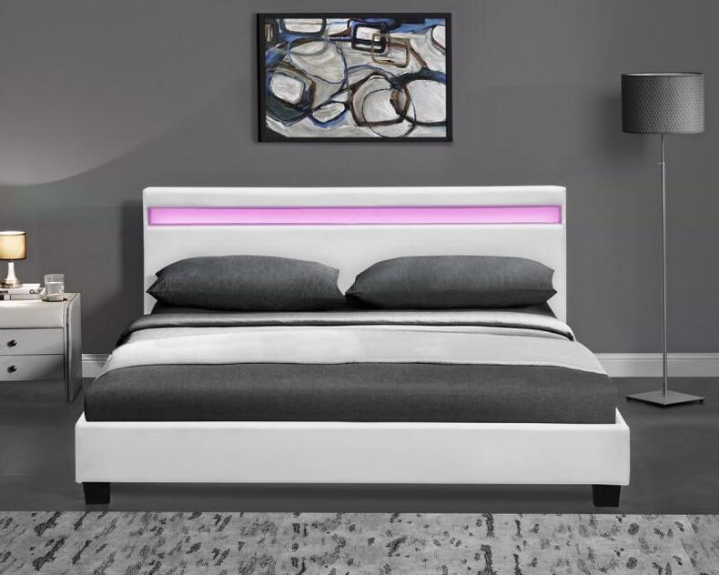 Simple design PU bed with Led on Headboard