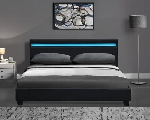Simple design PU bed with Led on Headboard