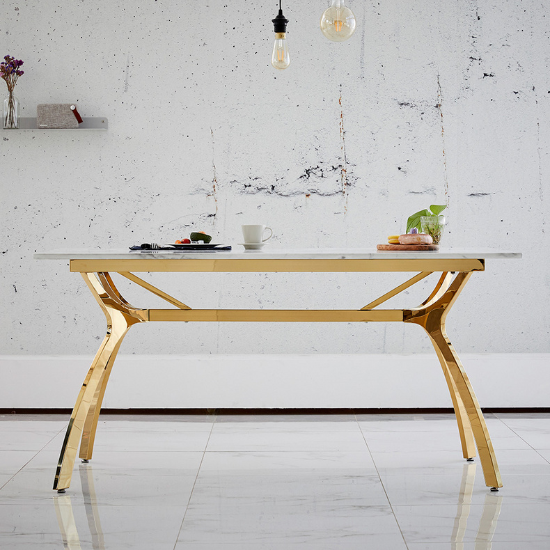 RIS Dining TableC + Gold Chair