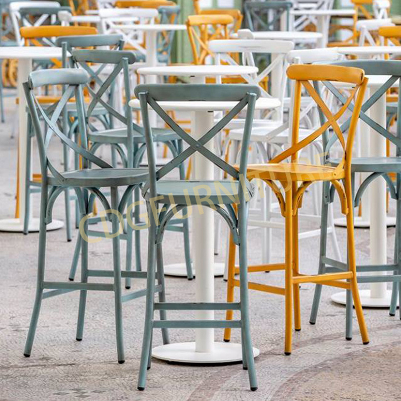 Wholesale Restaurant High Back Tall Stool Antique Bar Furniture French Bistro Chairs Metal Acrylic Bar Stool 657-H75-ALU