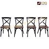 Latest Design Metal Steel Frame Not Pu Wooden Seat Dinning Chair Stackable Classic Bistro Solid Wood Seat Dinner Chair 657-H45-STW