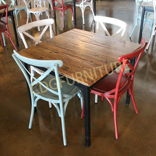 Antique Industrial Wingback Restaurant Cafe Bistro Cross Back Dining Chairs 657-H45-ALU