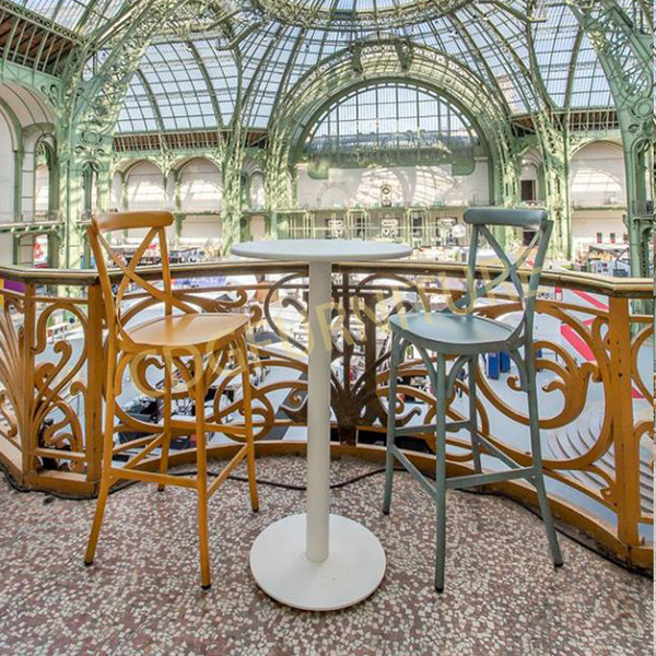 Wholesale Restaurant High Back Tall Stool Antique Bar Furniture French Bistro Chairs Metal Acrylic Bar Stool 657-H75-ALU