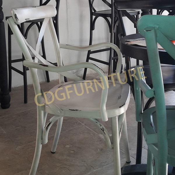 Alu Chair Metal Banquet Beach Design Simple Comfortable Arm Chair Commercial Metal Furniture Suitable Use Indoor And Outdoor 657M-H45-ALU