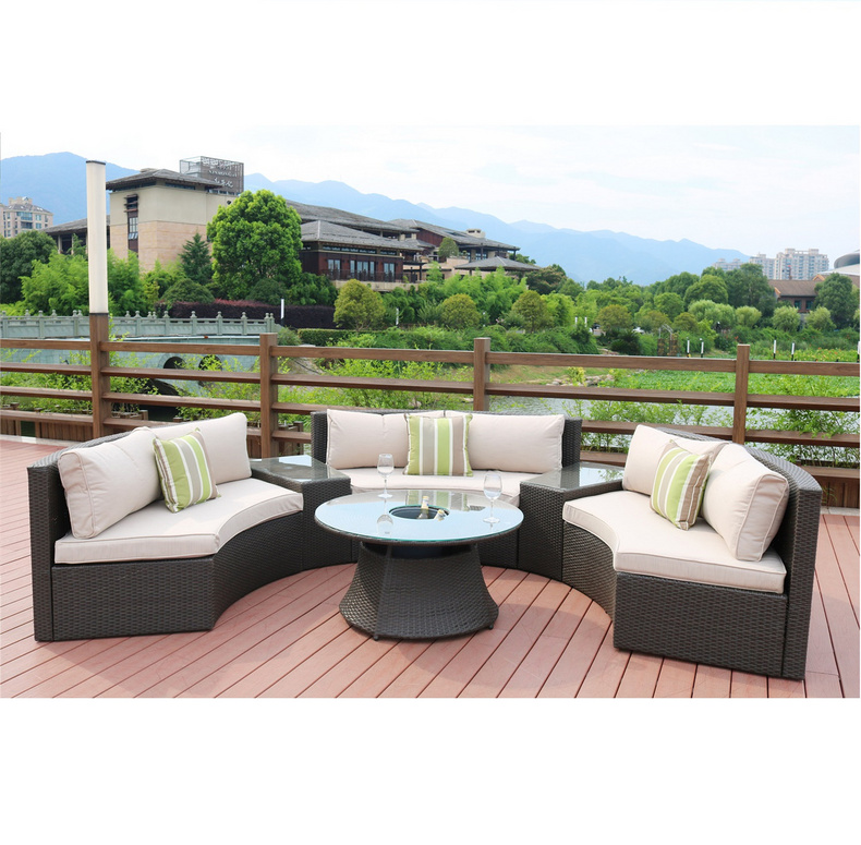 Outdoor Rattan Sofa Set Garden Designs Furniture with Icebucket   PAS-1205