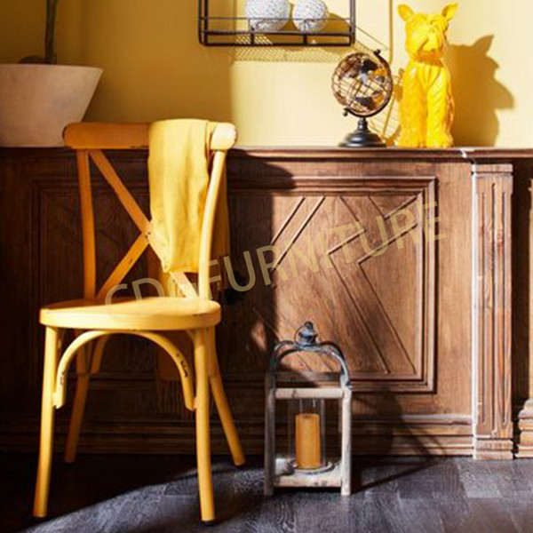 Home Cafe Aluminium Stacking Cross Back Vintage Industrial Other Metal Indoor Use Resturant Furniture Chair