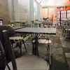 Rental Restaurant Cafe Cross Back Antique Chairs Outdoor Indoor Stackable Iron Restaurant Cafe Chairs 657S-H45-ALU