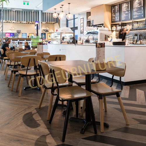 Dining Room Chairs Stacking Metal Industrial Loft Furniture Amazing Modern Design Restaurant Metal Frame Chair With Wood Seat  658A-H45-STW