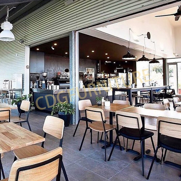 Wholesale Factory Directly Modern Design Luxury Restaurant Wooden Seat Metal Frame Chair Commercial Coffee Shop Nordic Style Chair 705-H45-STW