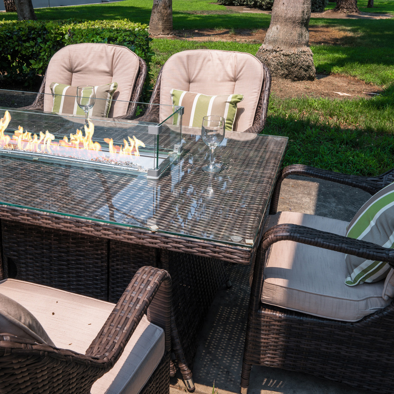 Elegant Rattan Wicker Outdoor Gas Fire Pits  PAG-1106-R