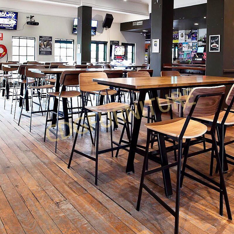 New Modern Metal Bar Stool Chair Wholesale Industrial Design Wooden Bar Stool For Bistro Cafe Shop Concept  705-H75-STWPU