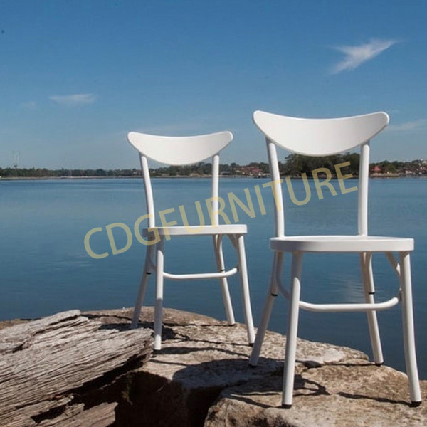 Contract Aluminum Restaurant Bistro Stackable Metal Cafe Chairs Modern Stacking Not Transparent Plastic Chairs 664S-H45-ALU