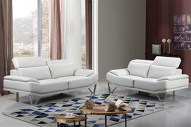 White Minimalist Leather Sofa