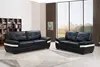 KD Black Leather Two-seater Sofa